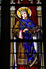 Saint Louis, glas in lood raam in de kathedraal van Blois
