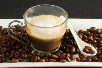 delicious cappuccino with coffee beans