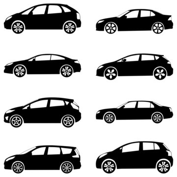 cars silhouette set