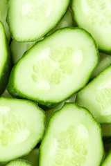 Fresh sliced cucumbers background