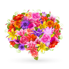 Plakat Bubble Letnia, kolorowych kwiatów.
