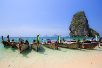 Longtail boat and blue sky