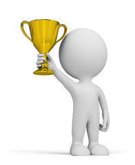 3d person and gold cup