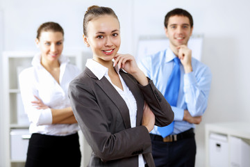 Fototapeta premium Young business people working together