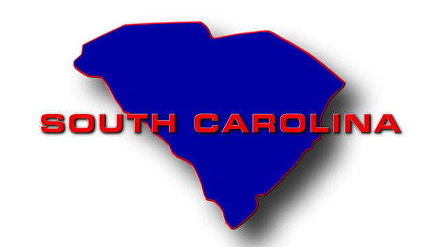 State of South Carolina map reveals from the USA map silhouette 