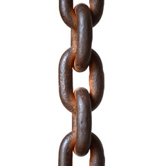 Fototapeta premium Rusty link chain on white background