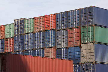 Fototapeta premium Container auf einem Frachter