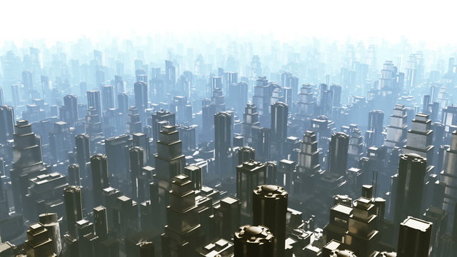 Metropolis - aerial 3D render