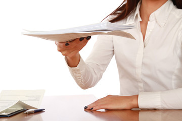 Businesswoman giving you the pen and