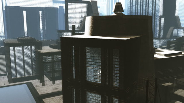 Metropolis - aerial 3D render