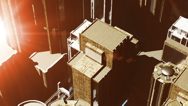 Metropolis - aerial 3D render
