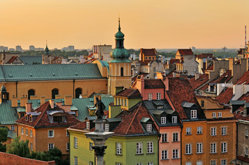 The old town at sunset. Warsaw, Poland