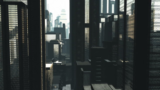 Metropolis - aerial 3D render