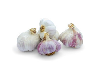 Obraz premium Set of organic garlic on white background