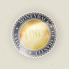 Money back guarantee on paper texture. Vector, EPS10