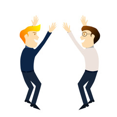 Business man in celebration act on white background