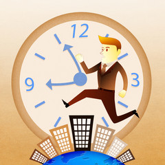 Conceptual image - Business man run on building in rush hours - 43816841