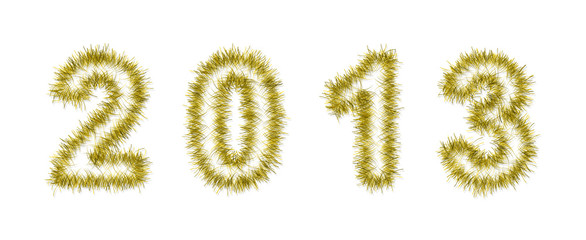 yellow tinsel forming 2013 year number