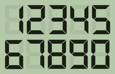 Set of gray digital number on light green