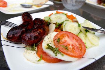Mozarella and sauseges