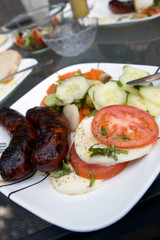 Mozarella and sauseges