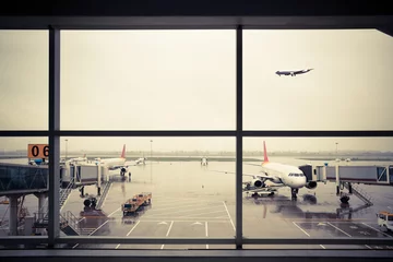Papier Peint photo Aéroport aéroport en dehors de la scène de la fenêtre