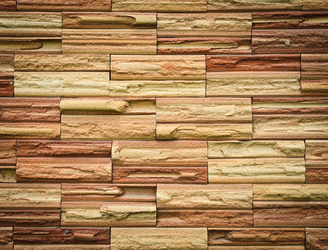 Pattern of modern stone brick wall background