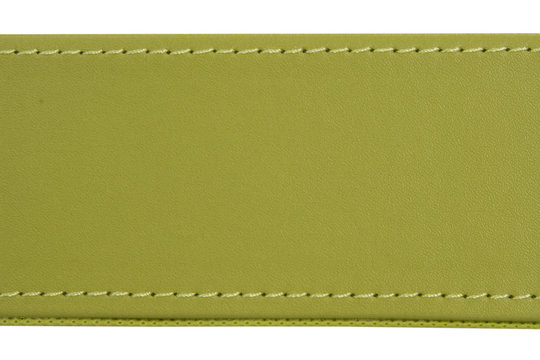 thread seam on green leather