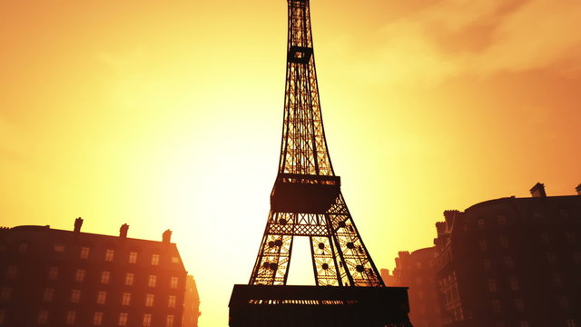 Sunset in Paris 3D animation