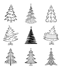 Obraz premium Christmas trees, set