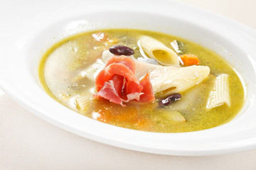 warm soup with black haricot