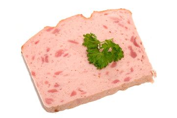 Eine Scheibe bayerischer Leberkäse