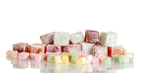 tasty pieces of turkish delight isolated on white