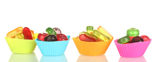Tasty colorful candies isolated on white background