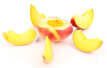 ripe peach isolated on white.