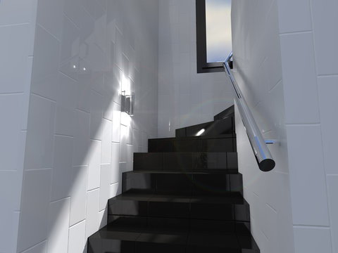 black stairs interior