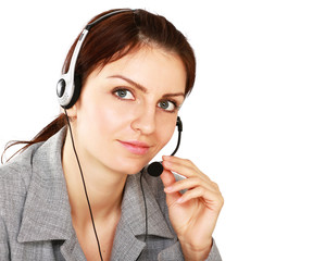 Beautiful business woman with headset
