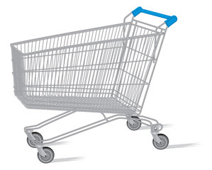 isolated shopping cart on the white