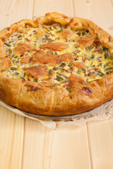 salted cake on wood table