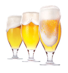Frosty glass of light beer isolated