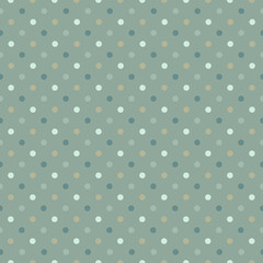 Seamless polka dot pattern in cold green gamut. Vector illustrat