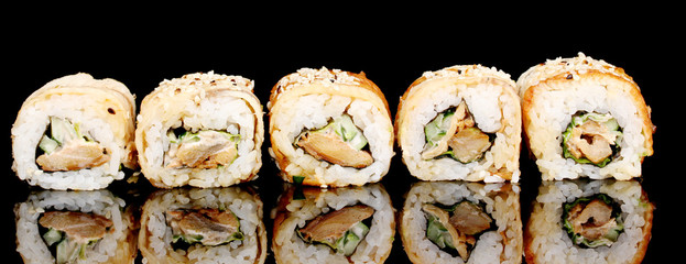 Tasty rolls isolated on black
