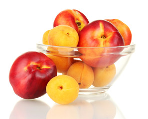Fototapeta na wymiar Ripe fruit in glass bowl isolated on white