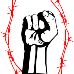 Fist and barbed wire