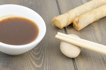 Duck Spring Rolls - Thin fried duck spring rolls & hoisin sauce