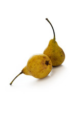 Two yellow pears isolated with clipping path