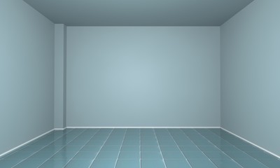 3d rendered empty room with tile floor