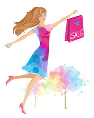 Happy shopping girl with shopping bag