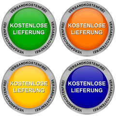 Vier Buttons: Kostenlose Lieferung