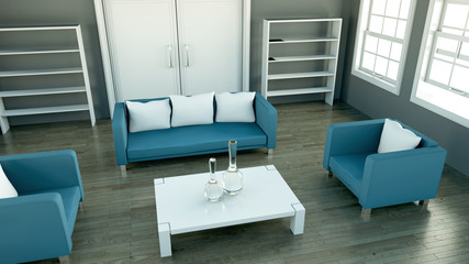 Wohndesign - Couchgarnitur blau